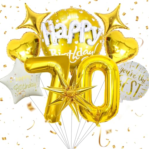 ALUNME Folienballons zum 70. Geburtstag, für Damen und Herren, Folienballon mit Zahl 70, Stern und Herz, Folienballon für 70. Geburtstag, Party, Jahrestag, Party-Dekoration ALUNME Folienballons zum 70. Geburtstag, für Damen und Herren, Folienballon mit Zahl 70, Stern und Herz, Folienballon für 70. Geburtstag, Party, Jahrestag, Party-Dekoration von ALUNME