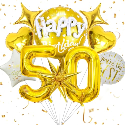 ALUNME Geburtstagsdekorationen Folienballons (Gold 50) von ALUNME