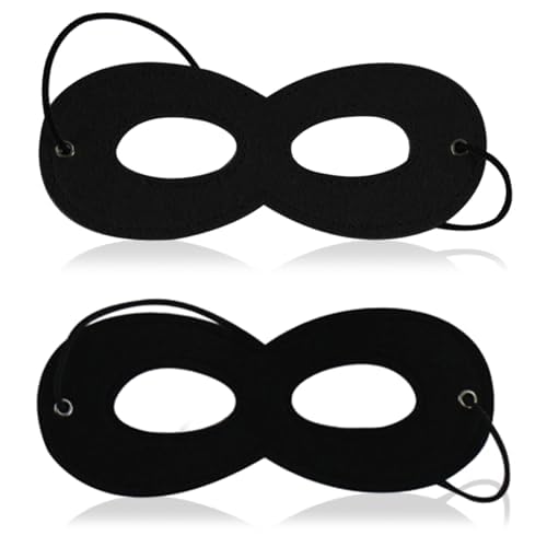 ALUNME Halloween-Augenmaske, Kostüm, Zubehör, Superhelden-Maske, Banditenmaske, Cosplay, Partygeschenk (zwei schwarze Augenmasken) von ALUNME