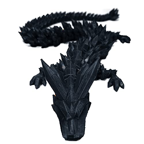 3D-gedrucktes Drachenspielzeug, Drachen-Actionfiguren mit beweglichen Gelenken, Anti-Angst-bewegliche Kristall-Drachenfiguren, Heimdekoration, 3D-gedrucktes Spielzeug, Drachendekor (schwarz, 45 cm) von ALVBELLS