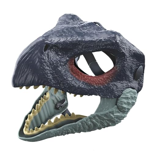 ALXOY Dino Latex Maske Dinosaurier Maske Bewegende Kiefer Tier Masken Velociraptor Maske für Halloween Weihnachtskostüme Party (Navy Blue) von ALXOY