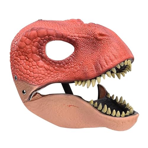 Tier-Dinosaurier-Maske, Dino-Masken für Kinder, offener Kiefer, realistische Latex-Dinosaurier-Maske für Cosplay, Party, Geburtstag (braun) von ALXOY