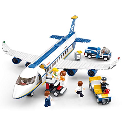 ALiquid Flugzeug Klemmbausteine Set, Passagierflugzeug mit Arbeiter und LKW Bausatz, Bausteine Kompatibel mit Lego - 463 Teile von ALiquid