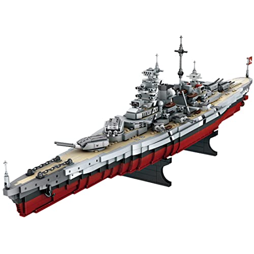 ALiquid Technik Kriegsschiff Klemmbausteine Set, Schlachtschiff Bausatz für Bismarck, Bausteine Kompatibel mit Lego - 803 Teile von ALiquid