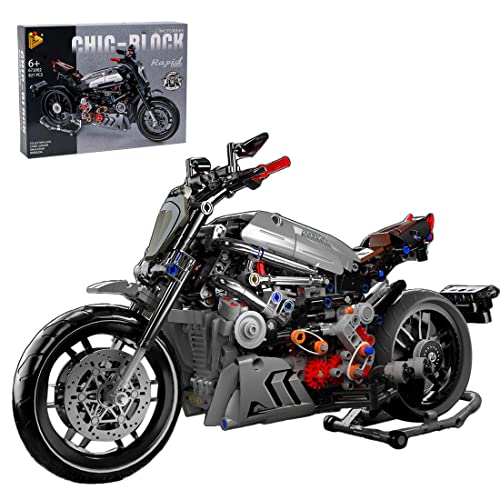 ALiquid Technik Motorrad Klemmbausteine Set, Technik Rennmotorrad Bausatz für Diavel 1260, Bausteine Kompatibel mit Lego - 827 Teile von ALiquid