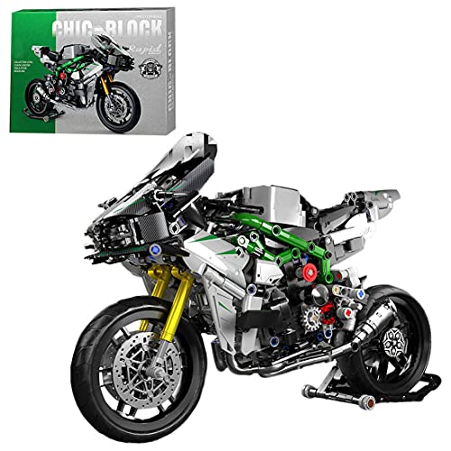 ALiquid Technik Motorrad Klemmbausteine Set, Technik Rennmotorrad Bausatz für Ninja, Bausteine Kompatibel mit Lego - 858 Teile von ALiquid