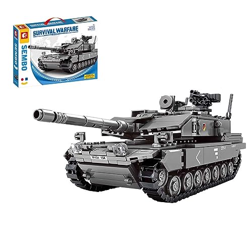 ALiquid Technik Panzer Klemmbausteine Set, Technik Kampfpanzer Modellbausatz für Leopard 2A7, Bausteine Kompatibel mit Lego - 898 Teile von ALiquid