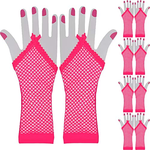 AM Netz Handschuhe Stulpen Fasching Karneval Party Kostümzubehör Erotik Sexy (5 Paar Pink) von AM