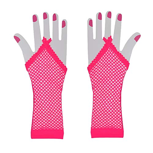 AM Netz Handschuhe Stulpen Fasching Karneval Party Kostümzubehör Erotik Sexy (1 Paar Pink) von AM