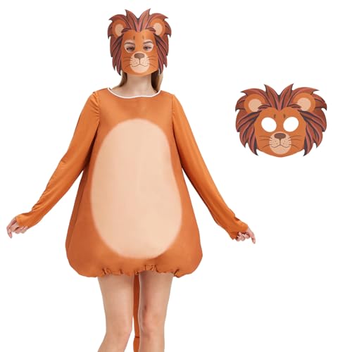 AMAMHAHAVA Erwachsene Löwe Kostüm Einteiler Unisex mit Cartoon Löwe Maske Halloween Tier Jumpsuit Cosplay AMAMHAHAVA Erwachsene Löwe Kostüm Einteiler Unisex mit Cartoon Löwe Maske Halloween Tier Jumpsuit Cosplay von AMAMHAHAVA