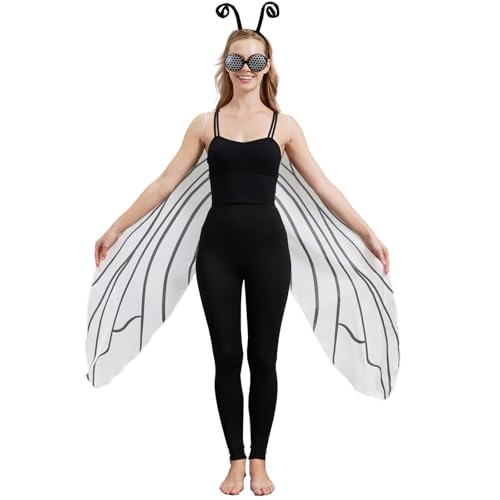 AMAMHAHAVA Fliegenflügel und Bug Eye Brille Stirnband Set für Erwachsene Insekten Kostüm Zubehör für Halloween Cosplay Partys AMAMHAHAVA Fliegenflügel und Bug Eye Brille Stirnband Set für Erwachsene Insekten Kostüm Zubehör für Halloween Cosplay Partys von AMAMHAHAVA