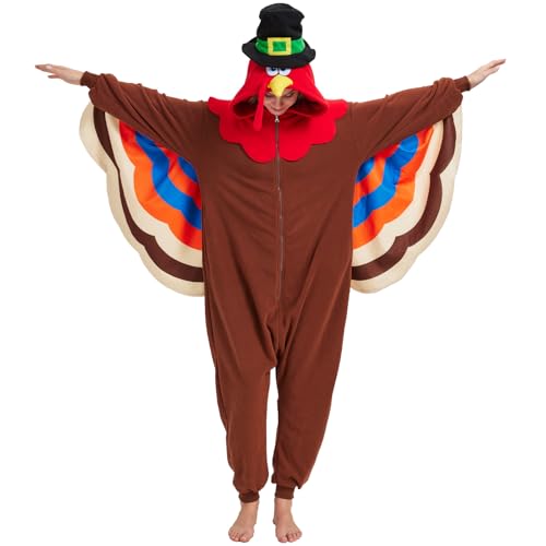 AMAMHAHAVA Türkei-Einteiler, Pyjama, Truthahn-Kostüm, Erwachsene, Erntedankfest, Kostüm, Cosplay, Halloween, Tier, Einteiler für Männer und Frauen AMAMHAHAVA Türkei-Einteiler, Pyjama, Truthahn-Kostüm, Erwachsene, Erntedankfest, Kostüm, Cosplay, Halloween, Tier, Einteiler für Männer und Frauen von AMAMHAHAVA