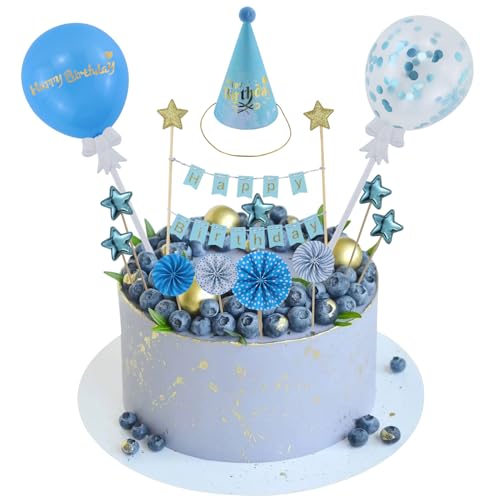 12 Stück Tortendeko Blau, Tortendeko Geburtstag,Happy Birthday Kuchendeko, Kuchendeko Geburtstag, Cake Topper Schwarz, Papierfächer Sterne Cupcake Tortenstecker für Dekoration 12 Stück Tortendeko Blau, Tortendeko Geburtstag,Happy Birthday Kuchendeko, Kuchendeko Geburtstag, Cake Topper Schwarz, Papierfächer Sterne Cupcake Tortenstecker für Dekoration von AMANDELIZABE