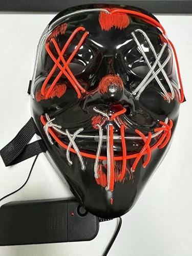 Maske, Halloween LED-Leuchtmaske mit gruseligem Effekt, zweifarbig leuchtende Maske, Party-Kostümzubehör und Geschenk, 3 Modi Dunkellichtmaske Maske, Halloween LED-Leuchtmaske mit gruseligem Effekt, zweifarbig leuchtende Maske, Party-Kostümzubehör und Geschenk, 3 Modi Dunkellichtmaske von AMANKA