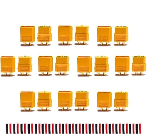 Amass 10 Paar XT60 XT-60 männlich weiblich Rundstecker Netzstecker mit 20 Paar Schrumpfschlauch für RC Lipo Batterie von Youme Power