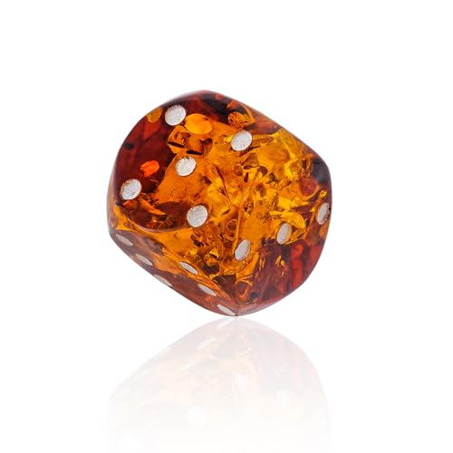 AMBEDORA Bernstein Würfell, 1 Stück, Luxus Spielwürfe, Größe 17x17 mm, Premium Bernstein von AMBEDORA