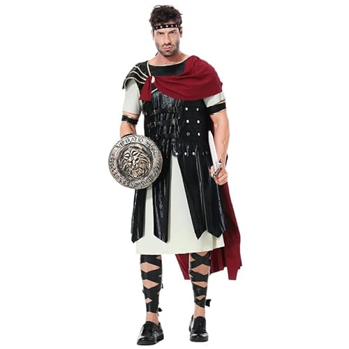 AMCOIN Erwachsenenkostüm Gladiator Herren Römischer Krieger Cosplay Kostüm Herren Party Gladiator Anzug Kleidung Lustiges Halloween (XL,A-1) von AMCOIN