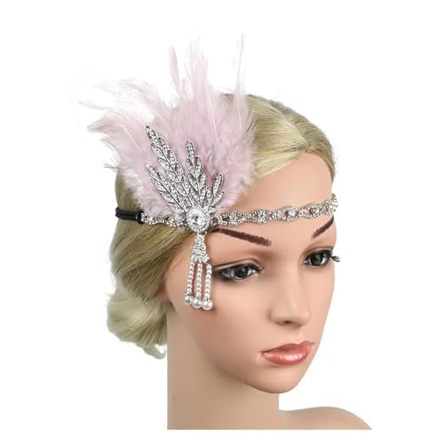 AMENGJ Federnetzstirnband 1pc Kopfstück Feder Flapper Stirnband Haar Band Vintage Party Zubehör(Color 39) von AMENGJ