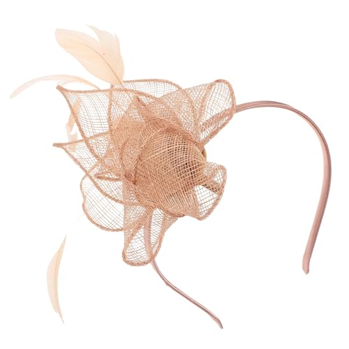 AMENGJ Federnetzstirnband Fascinator Braut Stirnband Hut Blume Mesh Band Feder Fedora Clip Cocktail Tee Party Headwewar Haar Zubehör(Color 1) von AMENGJ