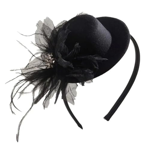 AMENGJ Federnetzstirnband Fascinator-Haarteil im Retro-Stil mit Perlenbesatz und Blumenmuster for Kostümpartys(Type 4) von AMENGJ