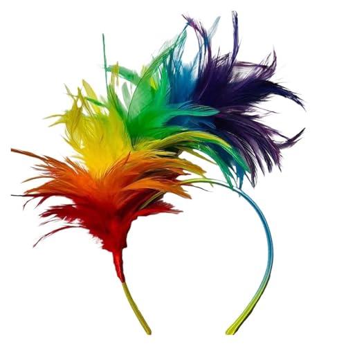 AMENGJ Federnetzstirnband Feder Fascinator Stirnband Frauen Tanz Kopfbedeckung Party Prom Haar Zubehör(Color 3) von AMENGJ