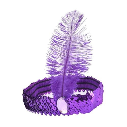AMENGJ Federnetzstirnband Feder Haarband Straußenhaar Zubehör Kopfbedeckung Stirnband(WHITE) von AMENGJ