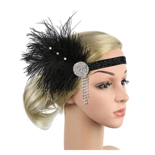 AMENGJ Federnetzstirnband Feder Stirnband Haar Zubehör Strass Perlen Pailletten Haarband for Frauen Vintage Party Kopfbedeckung Kopfbedeckung(Color 10) von AMENGJ