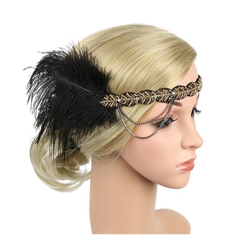 AMENGJ Federnetzstirnband Feder Stirnband Haar Zubehör Strass Perlen Pailletten Haarband for Frauen Vintage Party Kopfbedeckung Kopfbedeckung(Color 11) von AMENGJ