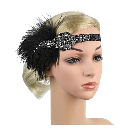 AMENGJ Federnetzstirnband Feder Stirnband Haar Zubehör Strass Perlen Pailletten Haarband for Frauen Vintage Party Kopfbedeckung Kopfbedeckung(Color 12) von AMENGJ