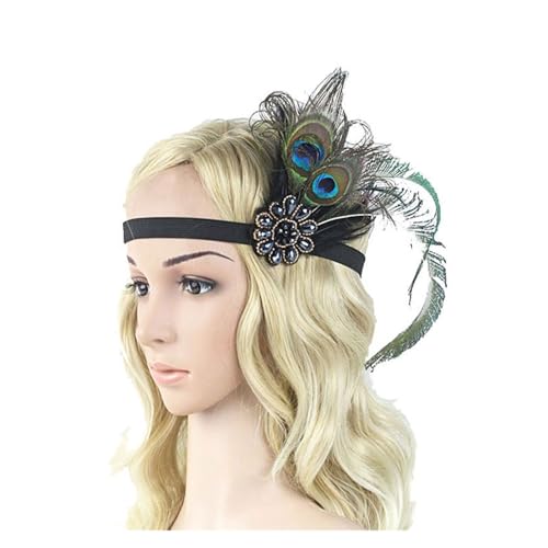 AMENGJ Federnetzstirnband Feder Stirnband Haar Zubehör Strass Perlen Pailletten Haarband for Frauen Vintage Party Kopfbedeckung Kopfbedeckung(Color 13) von AMENGJ