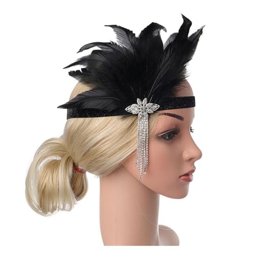 AMENGJ Federnetzstirnband Feder Stirnband Haar Zubehör Strass Perlen Pailletten Haarband for Frauen Vintage Party Kopfbedeckung Kopfbedeckung(Color 14) von AMENGJ