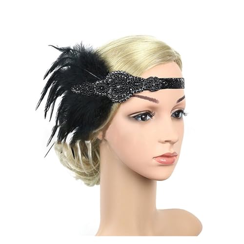 AMENGJ Federnetzstirnband Feder Stirnband Haar Zubehör Strass Perlen Pailletten Haarband for Frauen Vintage Party Kopfbedeckung Kopfbedeckung(Color 15) von AMENGJ