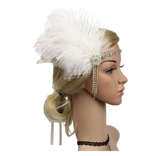 AMENGJ Federnetzstirnband Feder Stirnband Haar Zubehör Strass Perlen Pailletten Haarband for Frauen Vintage Party Kopfbedeckung Kopfbedeckung(Color 16) von AMENGJ