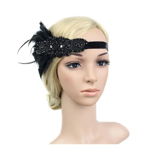 AMENGJ Federnetzstirnband Feder Stirnband Haar Zubehör Strass Perlen Pailletten Haarband for Frauen Vintage Party Kopfbedeckung Kopfbedeckung(Color 17) von AMENGJ