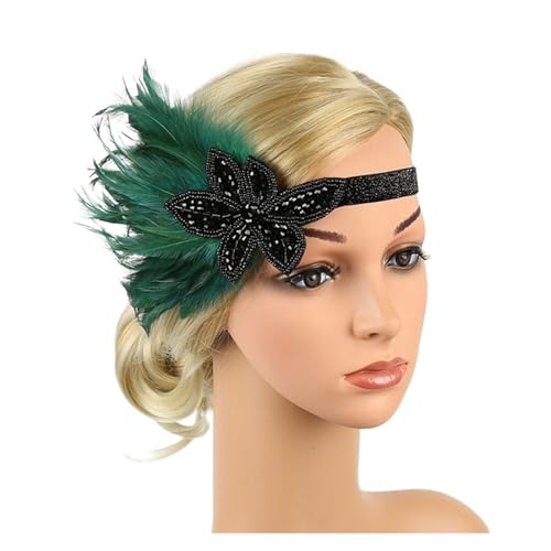 AMENGJ Federnetzstirnband Feder Stirnband Haar Zubehör Strass Perlen Pailletten Haarband for Frauen Vintage Party Kopfbedeckung Kopfbedeckung(Color 3) von AMENGJ