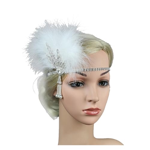 AMENGJ Federnetzstirnband Feder Stirnband Haar Zubehör Strass Perlen Pailletten Haarband for Frauen Vintage Party Kopfbedeckung Kopfbedeckung(Color 6) von AMENGJ