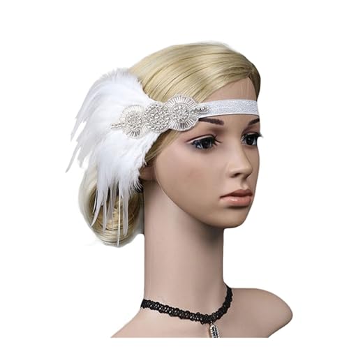 AMENGJ Federnetzstirnband Feder Stirnband Haar Zubehör Strass Perlen Pailletten Haarband for Frauen Vintage Party Kopfbedeckung Kopfbedeckung(Color 7) von AMENGJ