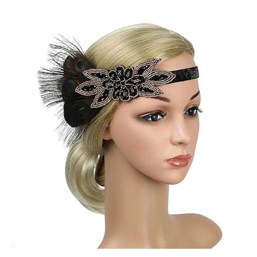 AMENGJ Federnetzstirnband Feder Stirnband Kopfschmuck Frauen Kostüm Kopfbedeckung Party Haar Zubehör(Color 2) von AMENGJ