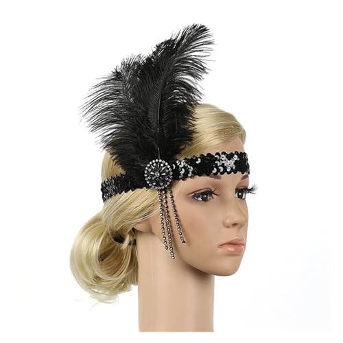 AMENGJ Federnetzstirnband Feder Stirnband Kopfschmuck Frauen Kostüm Kopfbedeckung Party Haar Zubehör(Color 3) von AMENGJ