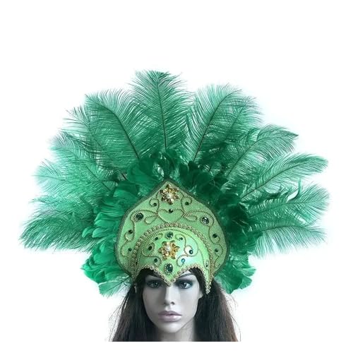 AMENGJ Federnetzstirnband Federkopfschmuck, Kopfschmuck, Krone, Stirnband for Bekleidungszubehör(Green) von AMENGJ
