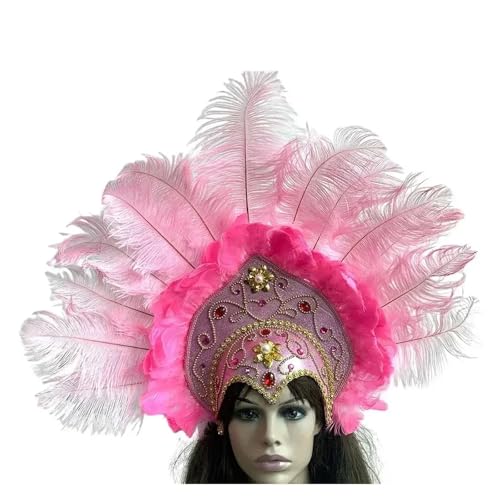 AMENGJ Federnetzstirnband Federkopfschmuck, Kopfschmuck, Krone, Stirnband for Bekleidungszubehör(Pink) von AMENGJ