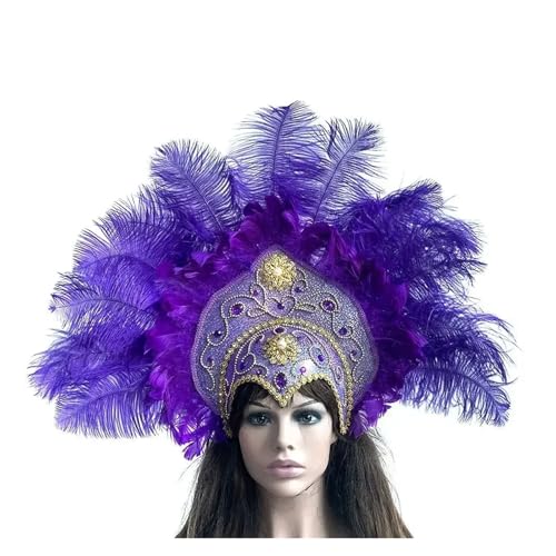 AMENGJ Federnetzstirnband Federkopfschmuck, Kopfschmuck, Krone, Stirnband for Bekleidungszubehör(Purple) von AMENGJ