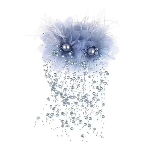 AMENGJ Federnetzstirnband Frauen Haar Klaue Feder Mesh Garn Blume Dekor Clip(Blue) von AMENGJ