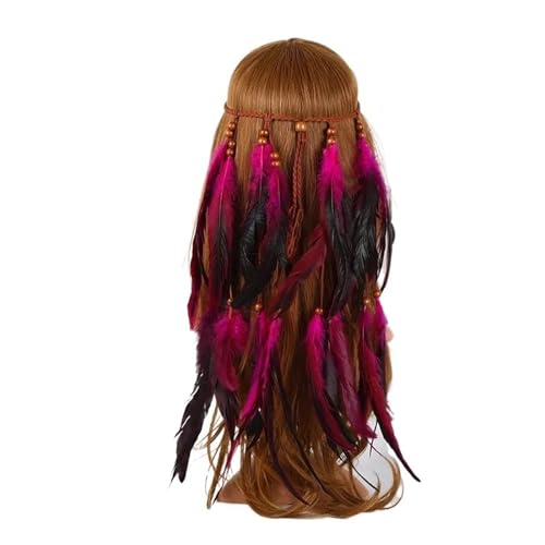 AMENGJ Federnetzstirnband Frauen Stirnband Vintage Hippie Feder Kopfschmuck Kopfschmuck Stirnbänder Haar Zubehör(Color 1) von AMENGJ