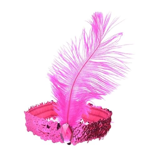 AMENGJ Federnetzstirnband Haarschmuck Schwarzes Paillettenband Vintage Kostüm Party Kopfschmuck Frauen Straußenfeder Stirnband(Color 5) von AMENGJ