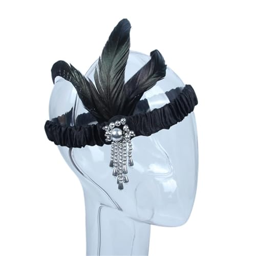 AMENGJ Federnetzstirnband Haarschmuck Strass Perlen Pailletten Ban Feder Stirnband for Frauen(Color 1) von AMENGJ