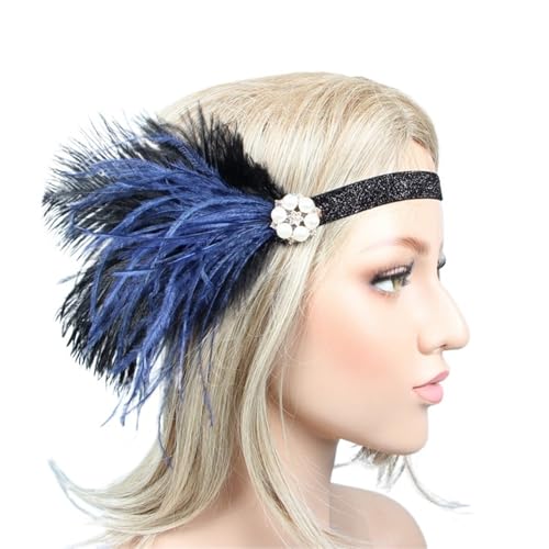 AMENGJ Federnetzstirnband Haarschmuck Strass Perlen Pailletten Ban Feder Stirnband for Frauen(Color 3) von AMENGJ