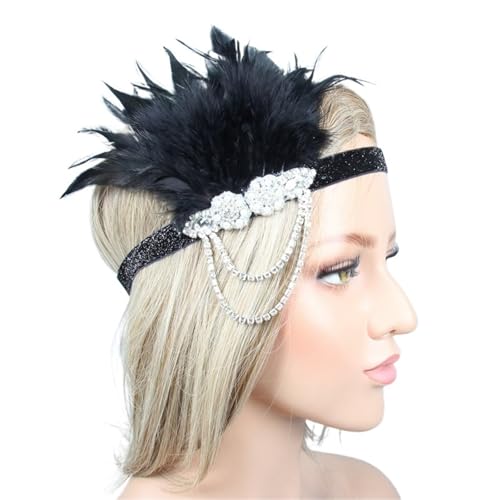 AMENGJ Federnetzstirnband Haarschmuck Strass Perlen Pailletten Ban Feder Stirnband for Frauen(Color 5) von AMENGJ