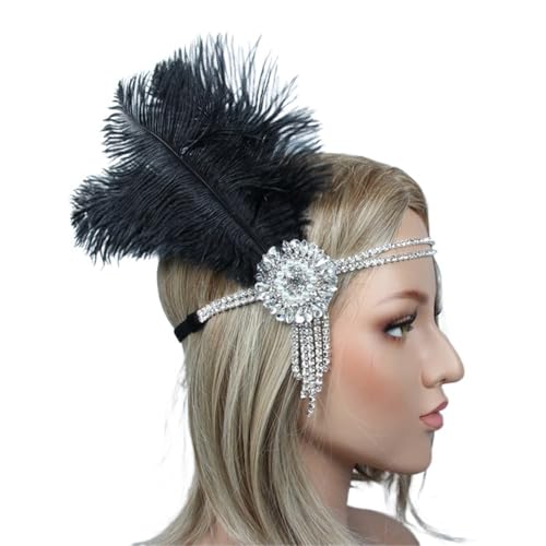 AMENGJ Federnetzstirnband Haarschmuck Strass Perlen Pailletten Ban Feder Stirnband for Frauen(Color 8) von AMENGJ
