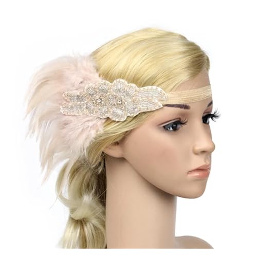 AMENGJ Federnetzstirnband Haarschmuck Vintage Party Kopfschmuck Frauen Flapper Feder Stirnband(Color 1) von AMENGJ